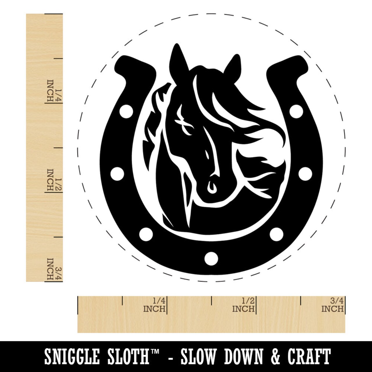 Horse in Horseshoe Rubber Stamp for Stamping Crafting Planners